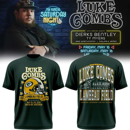 10.Luke Combs x Green Bay Packers My Kinda Saturday Night Tour 2026 - Tshirt