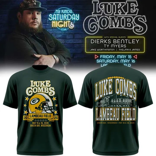 10.Luke Combs x Green Bay Packers My Kinda Saturday Night Tour 2026 - Tshirt