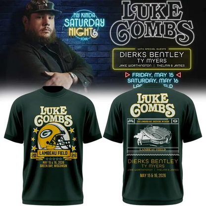 11.Luke Combs x Green Bay Packers My Kinda Saturday Night Tour 2026 - Tshirt