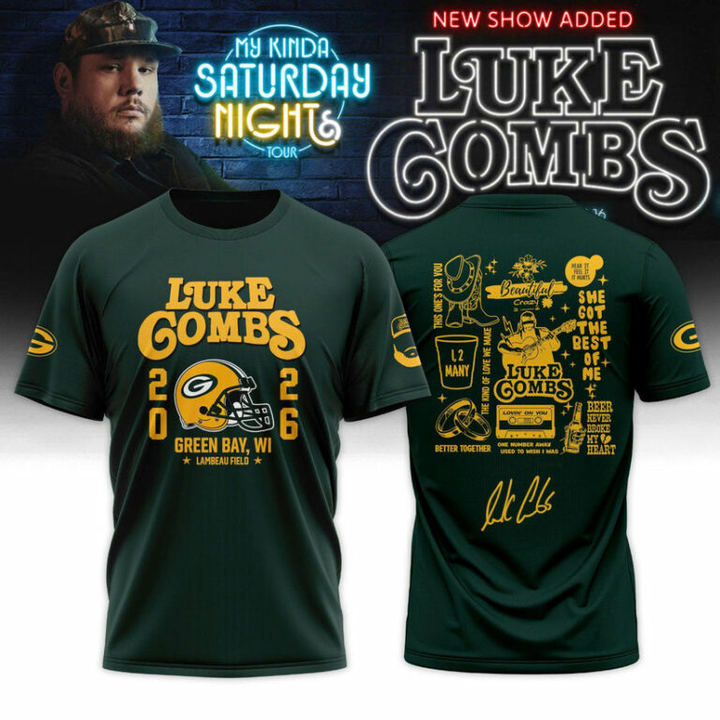 14.Luke Combs x Green Bay Packers My Kinda Saturday Night Tour 2026 - Tshirt