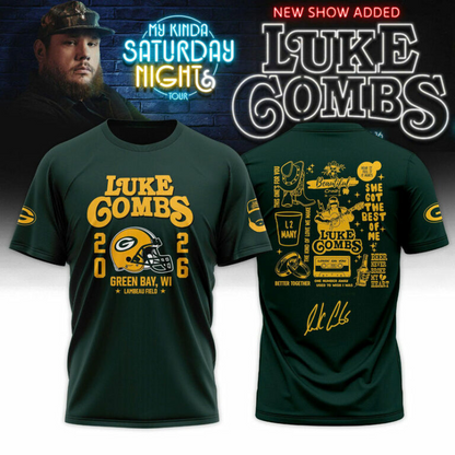 14.Luke Combs x Green Bay Packers My Kinda Saturday Night Tour 2026 - Tshirt