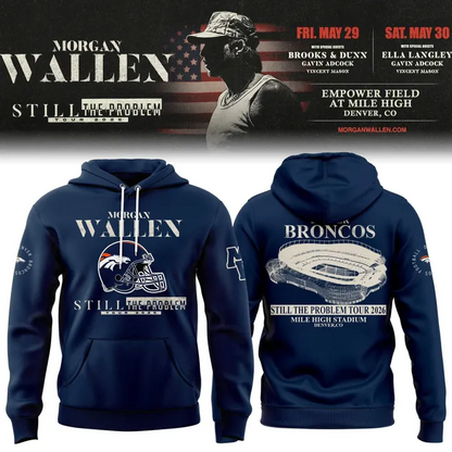 Exclusive Morgan Wallen x Denver Broncos - Still The Problem Tour 2026 Country Music Hoodie