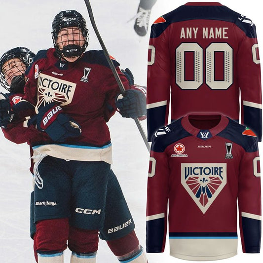 Adult & Kids Montreal Victoire 2026 Walter Cup Champions Burgundy Jersey (Custom Name & Number)