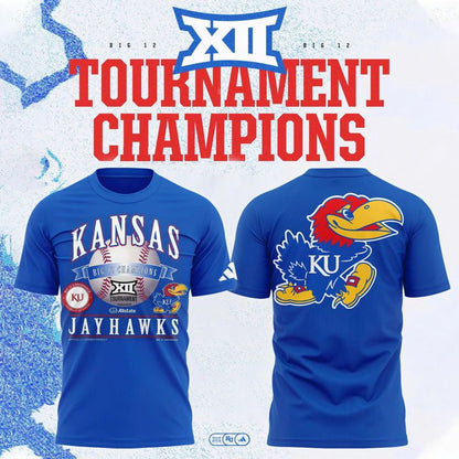 Kansas Jayhawks Blue 2026 Big 12 Baseball Tournament Champions Locker Room T-Shirt V2