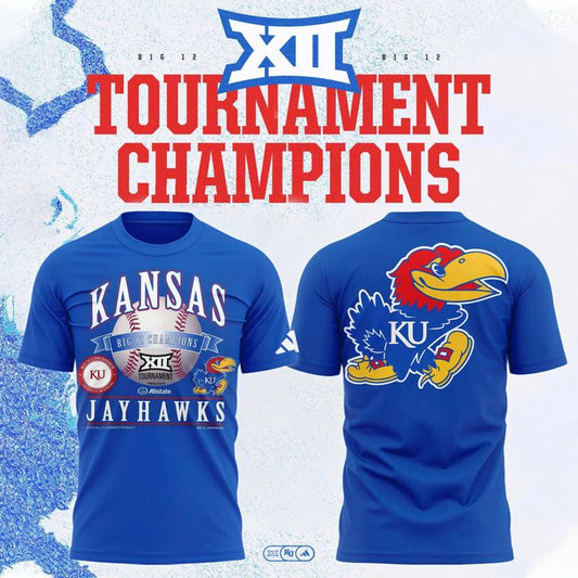 Kansas Jayhawks Blue 2026 Big 12 Baseball Tournament Champions Locker Room T-Shirt V2