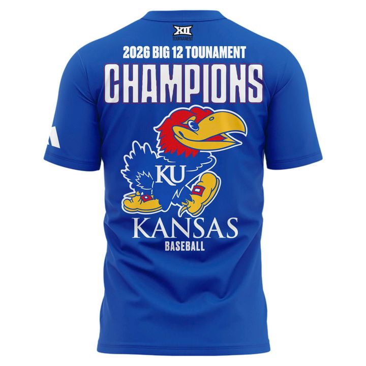 Kansas Jayhawks Blue 2026 Big 12 Baseball Tournament Champions Locker Room T-Shirt V3