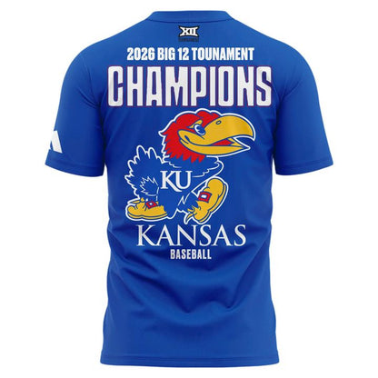 Kansas Jayhawks Blue 2026 Big 12 Baseball Tournament Champions Locker Room T-Shirt V3