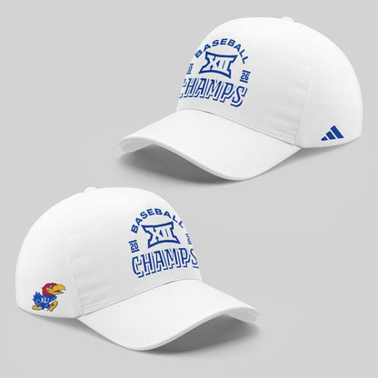Kansas Jayhawks White 2026 Big 12 Baseball Tournament Champions Locker Room T-Shirt V2