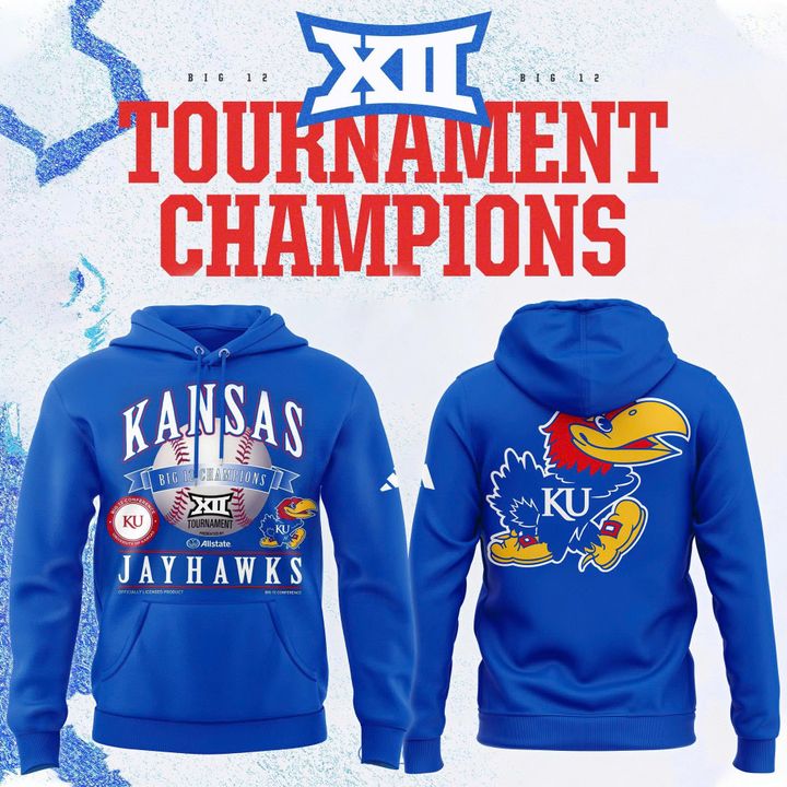 Kansas Jayhawks Blue 2026 Big 12 Baseball Tournament Champions Locker Room Hoodie V2