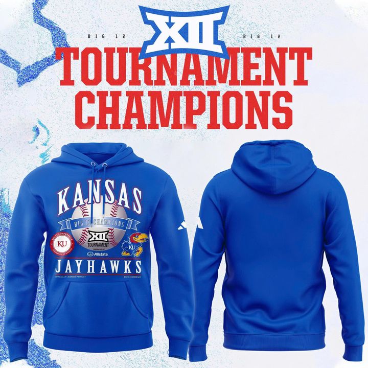 Kansas Jayhawks Blue 2026 Big 12 Baseball Tournament Champions Locker Room Hoodie V1