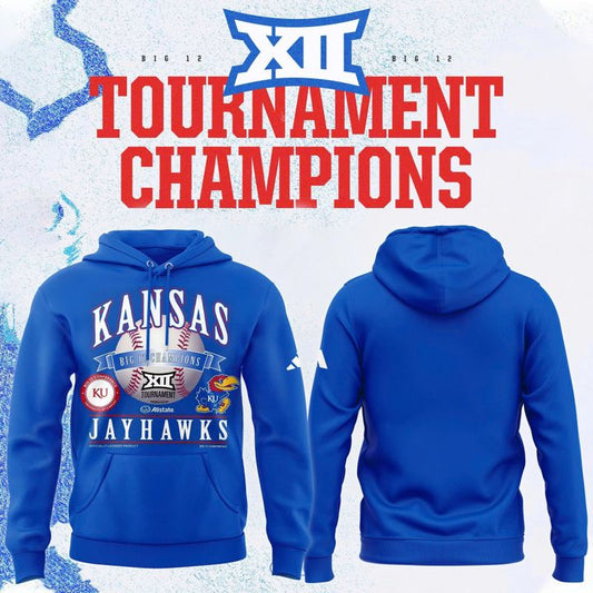 Kansas Jayhawks Blue 2026 Big 12 Baseball Tournament Champions Locker Room Hoodie V1