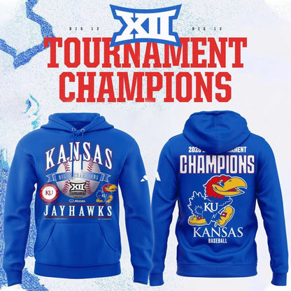 Kansas Jayhawks Blue 2026 Big 12 Baseball Tournament Champions Locker Room Hoodie V3