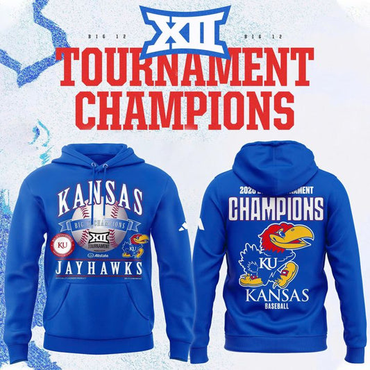 Kansas Jayhawks Blue 2026 Big 12 Baseball Tournament Champions Locker Room Hoodie V3