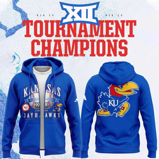 Kansas Jayhawks Blue 2026 Big 12 Baseball Tournament Champions Locker Room Zip Hoodie V2
