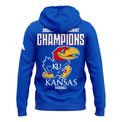 Kansas Jayhawks Blue 2026 Big 12 Baseball Tournament Champions Locker Room Zip Hoodie V3