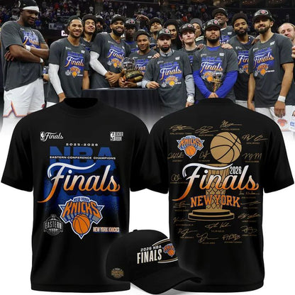 Exclusive New York Knicks 2026 Eastern Conference Champions Locker Room Team Signatures Print Tee