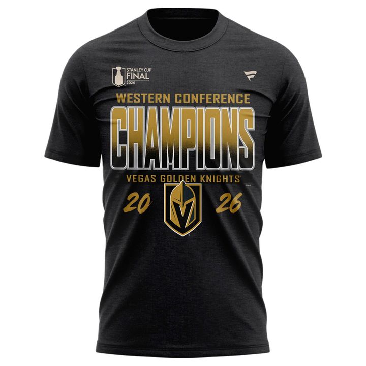 Men's Vegas Golden Knights Fanatics Heather Charcoal 2026  Western Conference Champ 2-Sided T-Shirt
