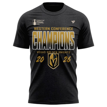 Men's Vegas Golden Knights Fanatics Heather Charcoal 2026 Western Conference Champions Two-Sided T-Shirt
