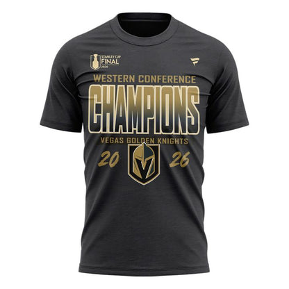 Men's Vegas Golden Knights Fanatics Heather Charcoal 2026  Western Conference Champions Signature T-Shirt