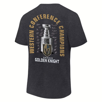 1. Vegas Golden Knights Fanatics 2026 Western Conference Champions Locker Room T-Shirt - Heather Charcoal