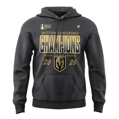 Men's Vegas Golden Knights Fanatics Heather Charcoal 2026 Western Conference Champions Signature Hoodie