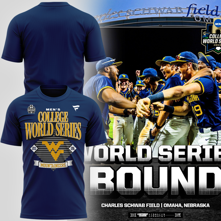 1.West Virginia Mountaineers 2026 NCAA Baseball Men's College World Series Omaneers T-Shirt