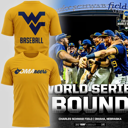2.West Virginia Mountaineers 2026 NCAA Baseball Men's College World Series Omaneers T-Shirt