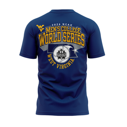 2.West Virginia Mountaineers 2026 NCAA Baseball Men's College World Series Omaneers Navy T-Shirt