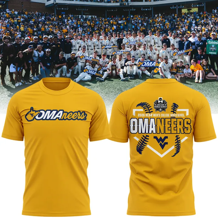 West Virginia Mountaineers 2026 NCAA Baseball Men's College World Series Omaneers Yellow T-Shirt