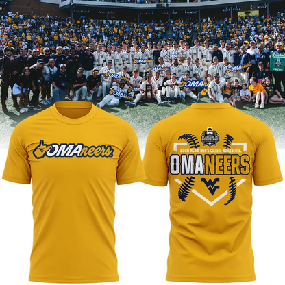 West Virginia Mountaineers 2026 NCAA Baseball Men's College World Series Omaneers Yellow T-Shirt