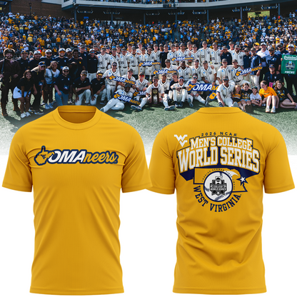 2.West Virginia Mountaineers 2026 NCAA Baseball Men's College World Series Omaneers Yellow T-Shirt