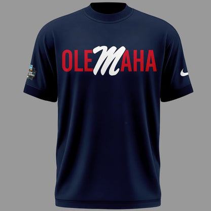 Limited Edition "Olemaha" Navy T-Shirt Ole Miss Baseball CWS2026