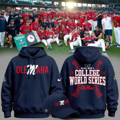 Limited Edition "Olemaha" Navy Hoodie Ole Miss Baseball CWS2026