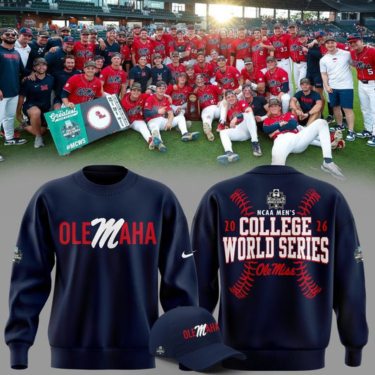 Limited Edition "Olemaha" Navy Sweat Ole Miss Baseball CWS2026