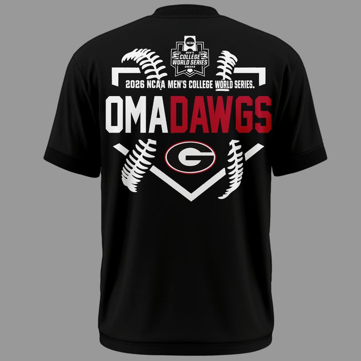 1.Limited Edition "Omadawgs" Black T-Shirt Georgia Baseball CWS2026