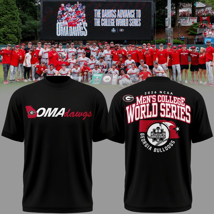 Limited Edition "Omadawgs" Black T-Shirt Georgia Baseball CWS2026