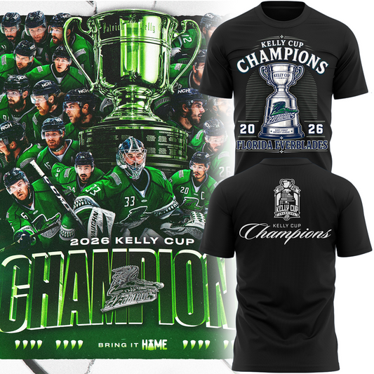 Limited Edition Florida Everblades 2026 Kelly Cup Champions TShirt