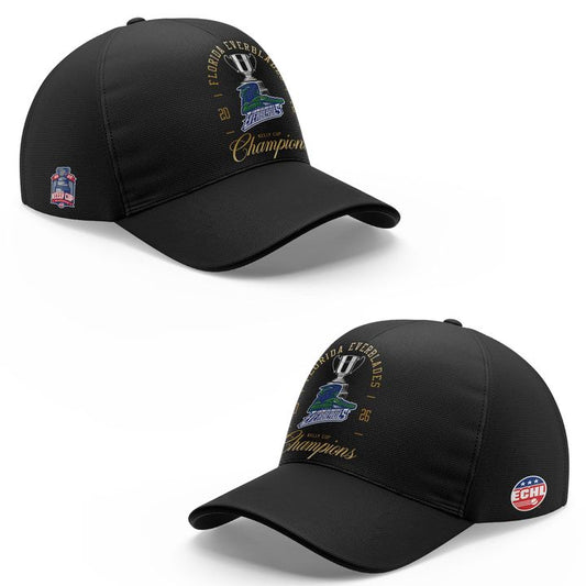 Florida Everblades Kelly Cup Champions 5X Championship Black Cap