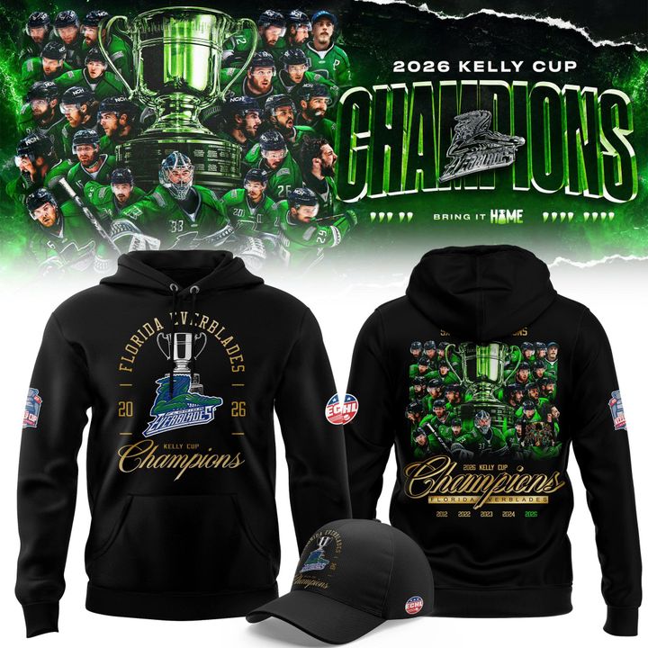 Florida Everblades Black 2026 Kelly Cup Champions Hoodie