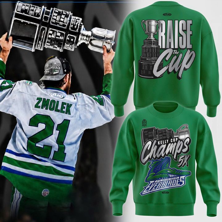 Florida Everblades Kelly Cup Champions 5X Championship Blue Sweatshirt