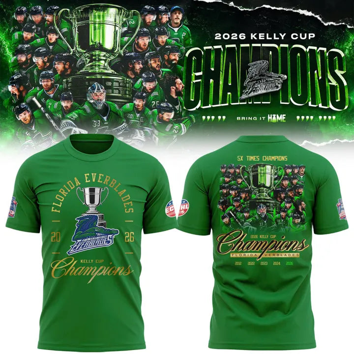 Florida Everblades Blue 2026 Kelly Cup Champions T-Shirt