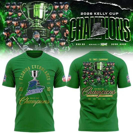 Florida Everblades Blue 2026 Kelly Cup Champions T-Shirt