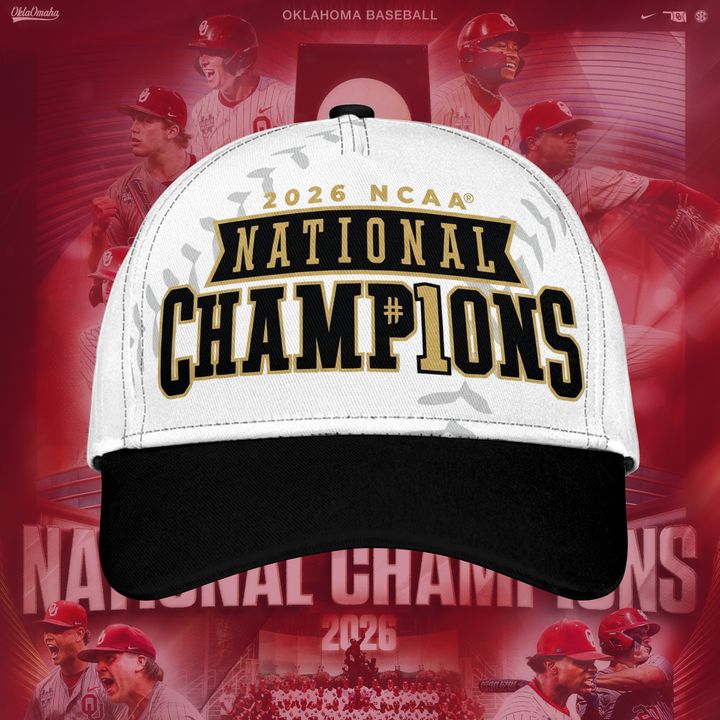 Oklahoma Sooners Unisex 2026 NCAA Baseball Men's College World Series Champions Locker Room Hat - White/Black