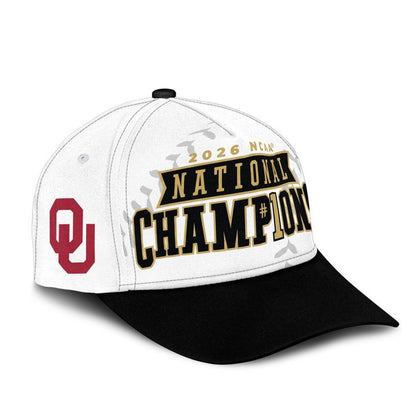 Oklahoma Sooners Unisex 2026 NCAA Baseball Men's College World Series Champions Locker Room Hat - White/Black
