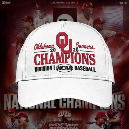 Oklahoma Sooners '47 2026 NCAA Baseball Men's College World Series Champions Clean Up Adjustable Hat - White