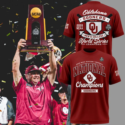 1.Oklahoma Sooners Champion 2026 Baseball Men's College World Series Champions Locker Room T-Shirt