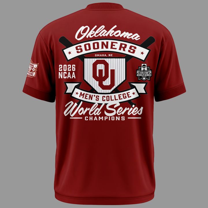 1.Oklahoma Sooners Champion 2026 Baseball Men's College World Series Champions Locker Room T-Shirt