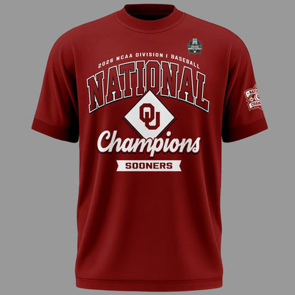 1.Oklahoma Sooners Champion 2026 Baseball Men's College World Series Champions Locker Room T-Shirt