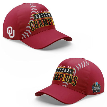 Oklahoma Sooners Crimson 2026 Baseball National Champions 3-Time Champions T-Shirt