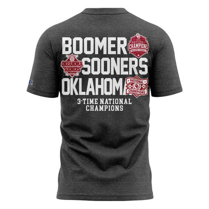 Men's Gray Oklahoma Sooners 2026 Baseball Men's College World Series Champions Locker Room T-Shirt